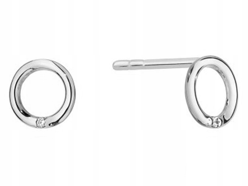 

Złote kolczyki 585 ringi z diamentami14kt
