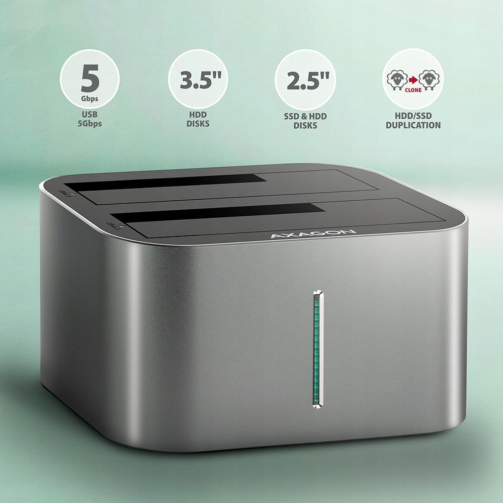 Stacja dokująca USB-C 3.2 Gen1 do 2x SATA 6Gbps 2,5" SSD/HDD z funkcją klon EAN (GTIN) 8595247907707