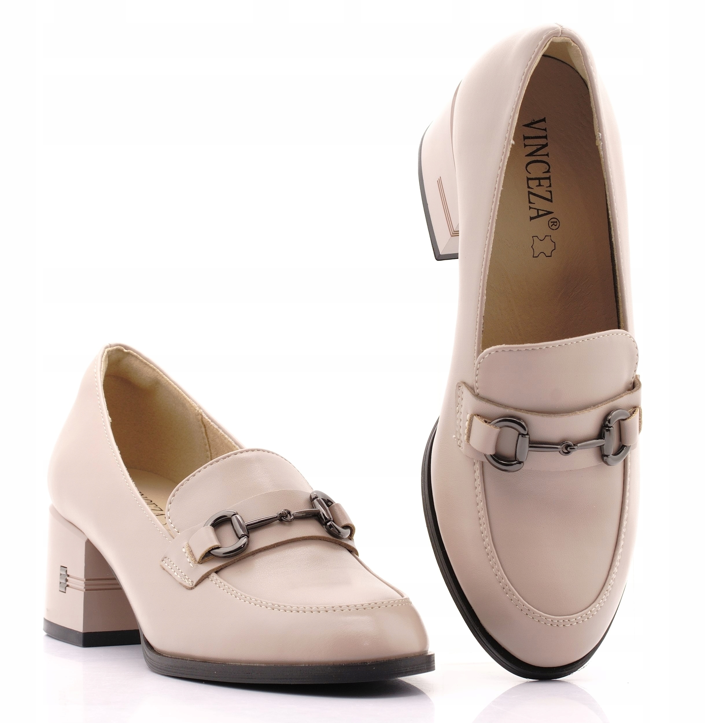 Vinceza Skóra Buty Damskie Na Obcasie Półbuty Skórzane Mokasyny 18116 38