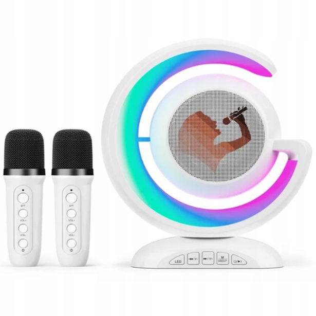 BEZPRZEWODOWY ZESTAW DO KARAOKE Z BLUETOOTH GŁOŚNIK + 2 MIKROFON DLA DZIECI EAN (GTIN) 5906293610221