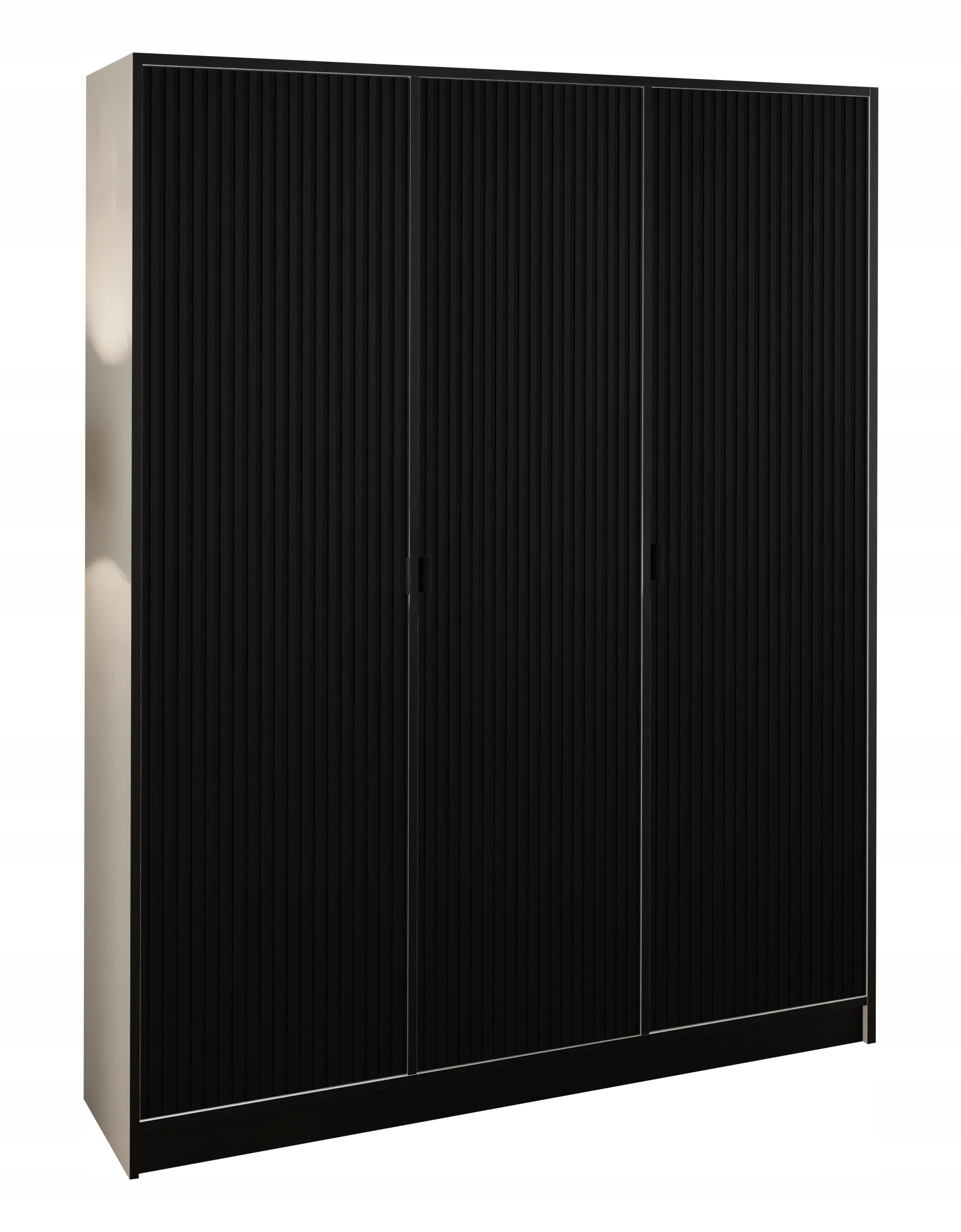 Skříň Lumi 157 3D bílá černý rýhovaný úchyt, černá