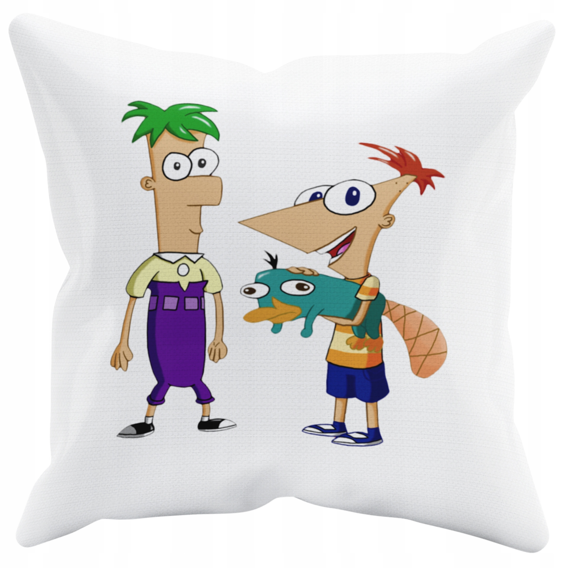 POSZEWKA NA PODUSZKĘ JAŚKA DO PRZEDSZKOLA FINEASZ I FERB E + IMIĘ GRATIS Kolor dominujący biel