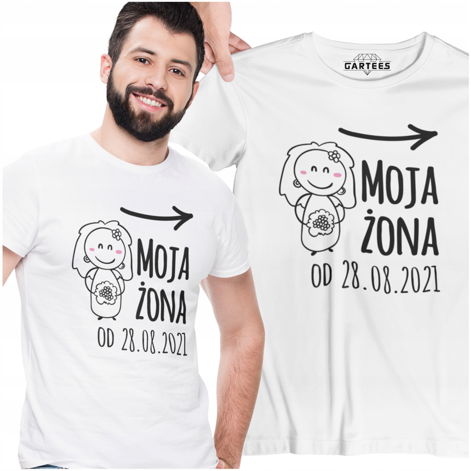 

Koszulka Męska Mąż Moja Żona Personalizowana Data