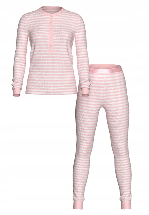 Teplé dlouhé pyžamo Victoria's Secret růžové s proužky, velikost S (M) Regular