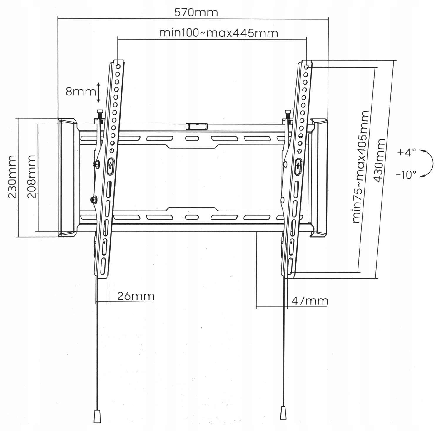 UCHWYT DO TELEWIZORA LUB MONITORA BRATECK-LP77-44T 32" - 70" VESA 400 Kod producenta BRATECK-LP77-44T