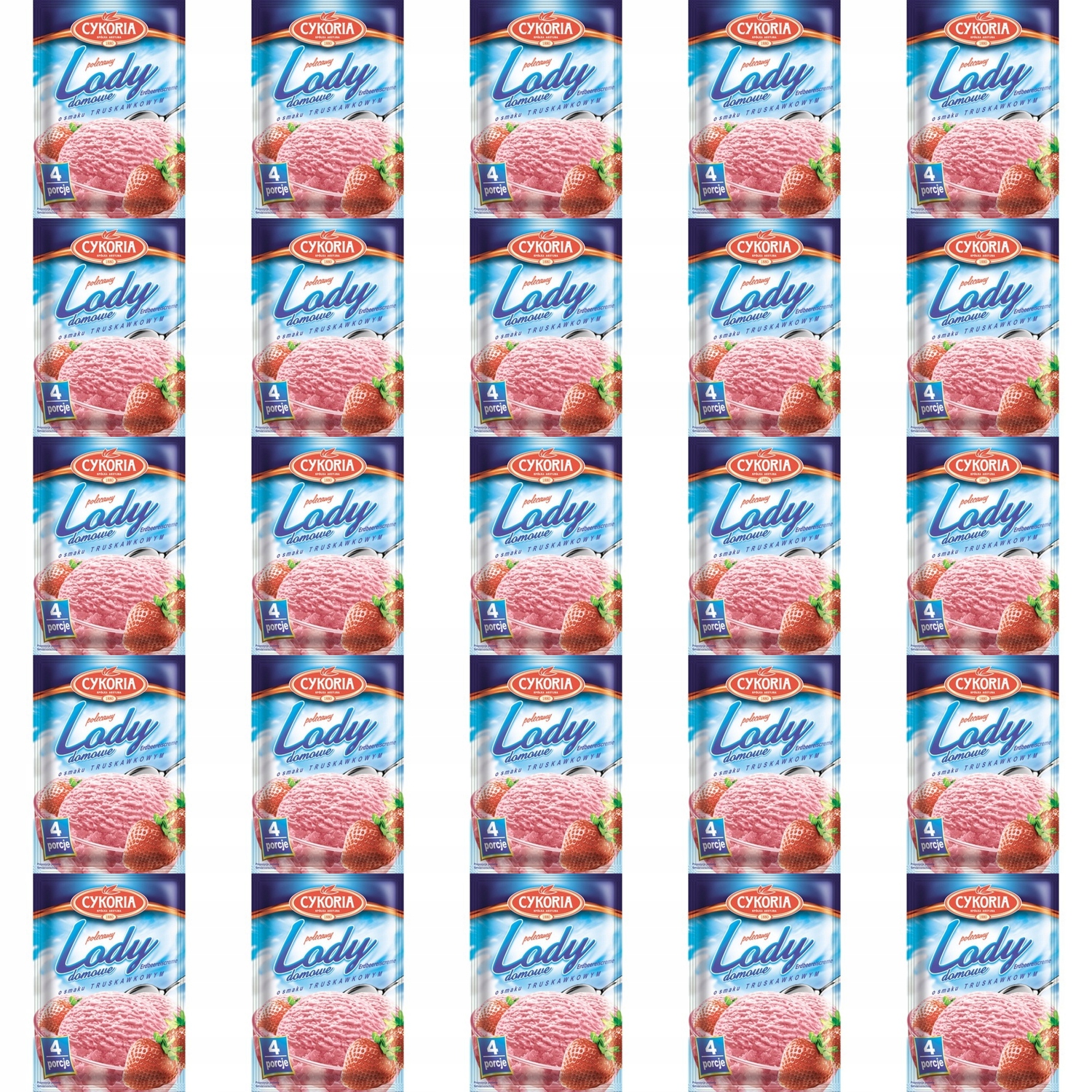 25 x 60 g Domácí Zmrzlina s jahodovou příchutí cykoria Karton