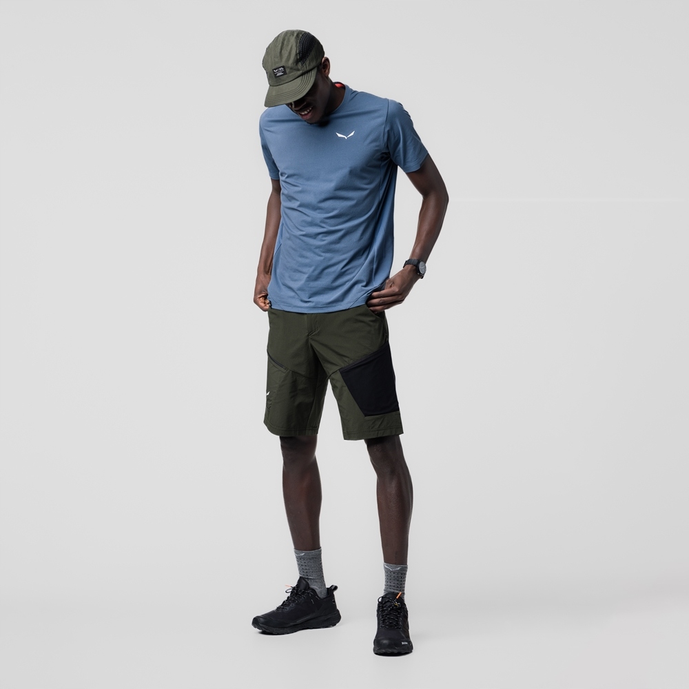 SALEWA Koszulka męska Pedroc Dry M Hyb T-Shirt java blue S Kolekcja Pedroc Dry Hyb