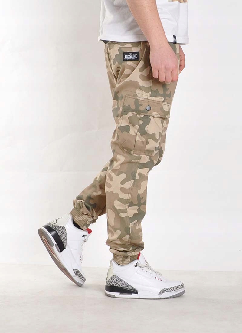 Spodnie 4XL Bossline Cargo Joggery Desert bojówki Długość nogawki długa
