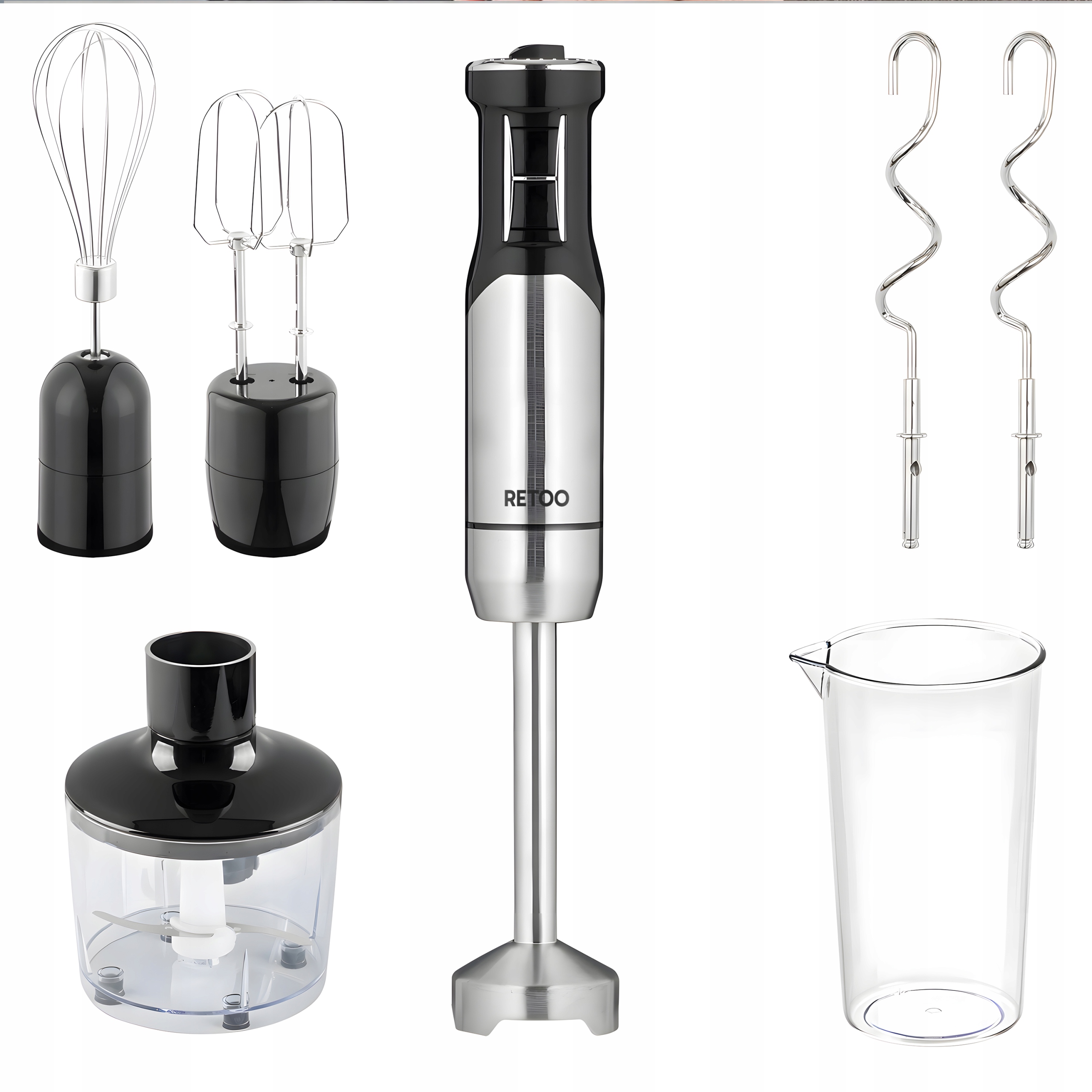 Ruční Mixér 1200 W, Víceúčelový Mixér, Drtič, Šlehací Metla, Nástavec