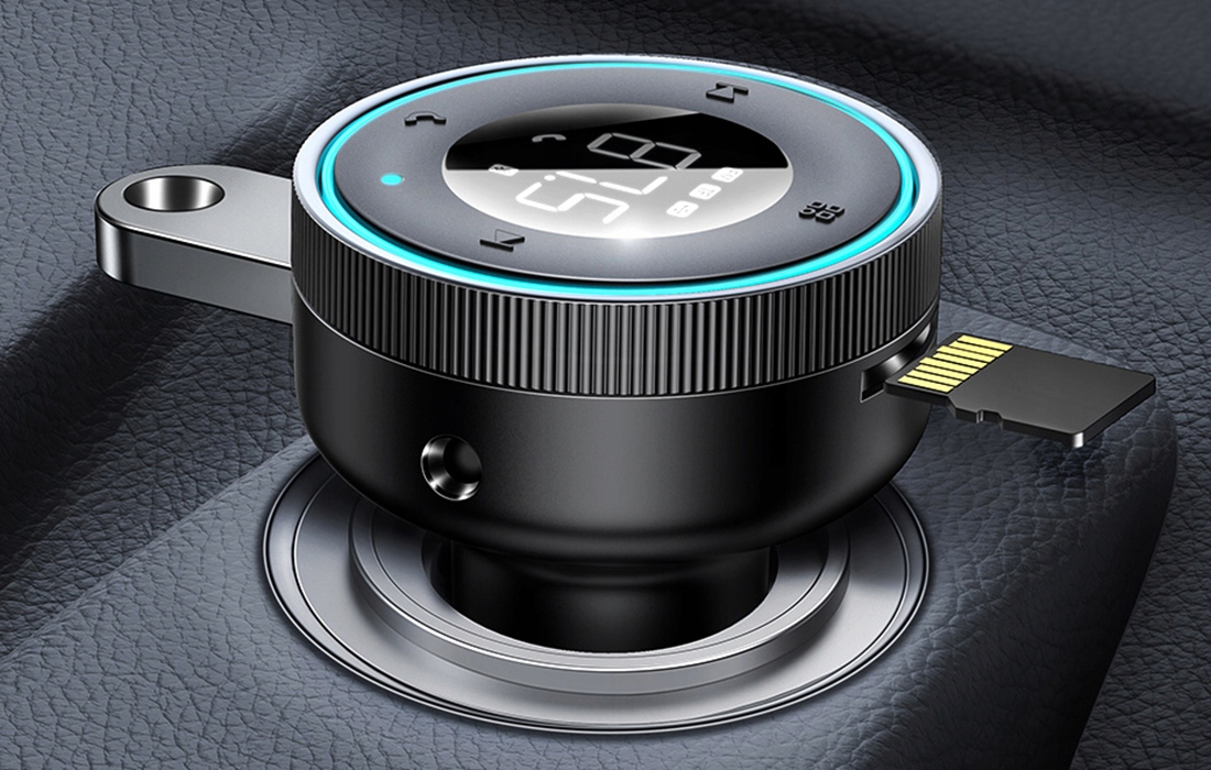 BASEUS TRANSMITER SAMOCHODOWY FM BLUETOOTH AUX ŁADOWARKA 2XUSB WYŚWIETLACZ Funkcje ładowarka USB