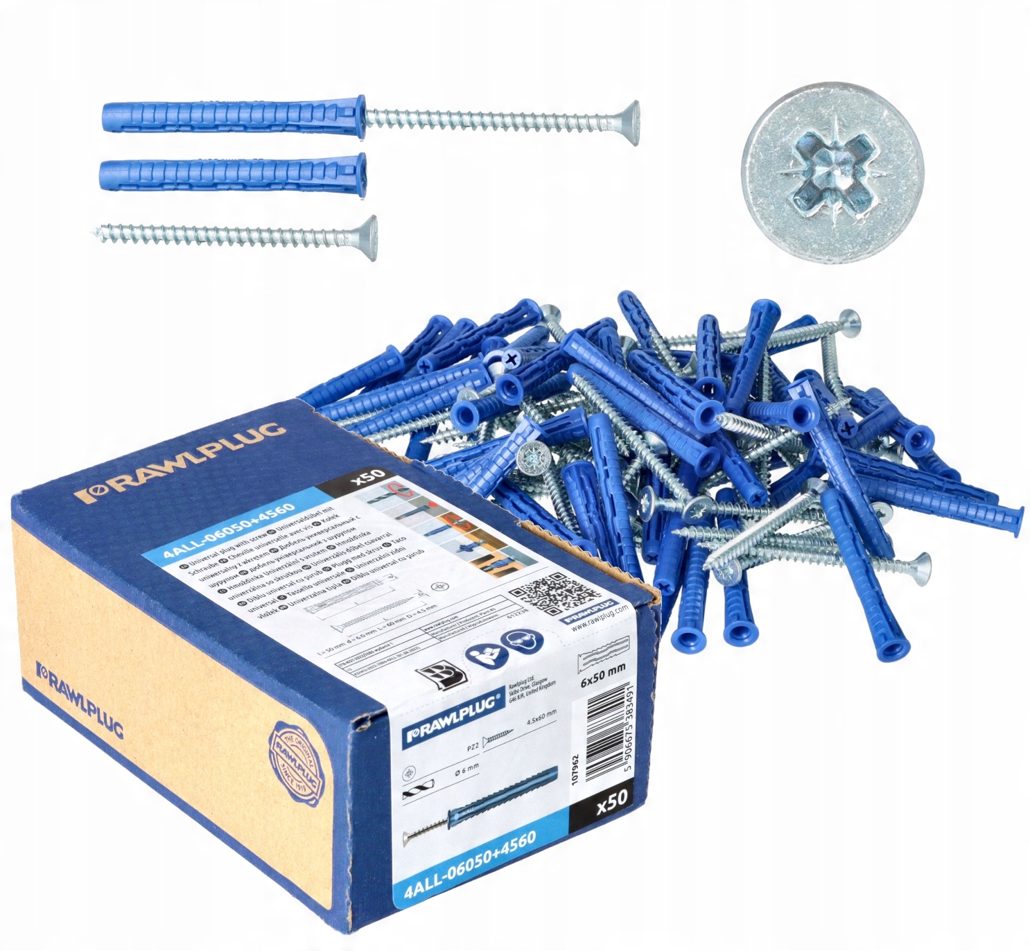 

Rawlplug Kołek 4ALL Fi 6x50mm Wkręt 4,5x60mm 50szt