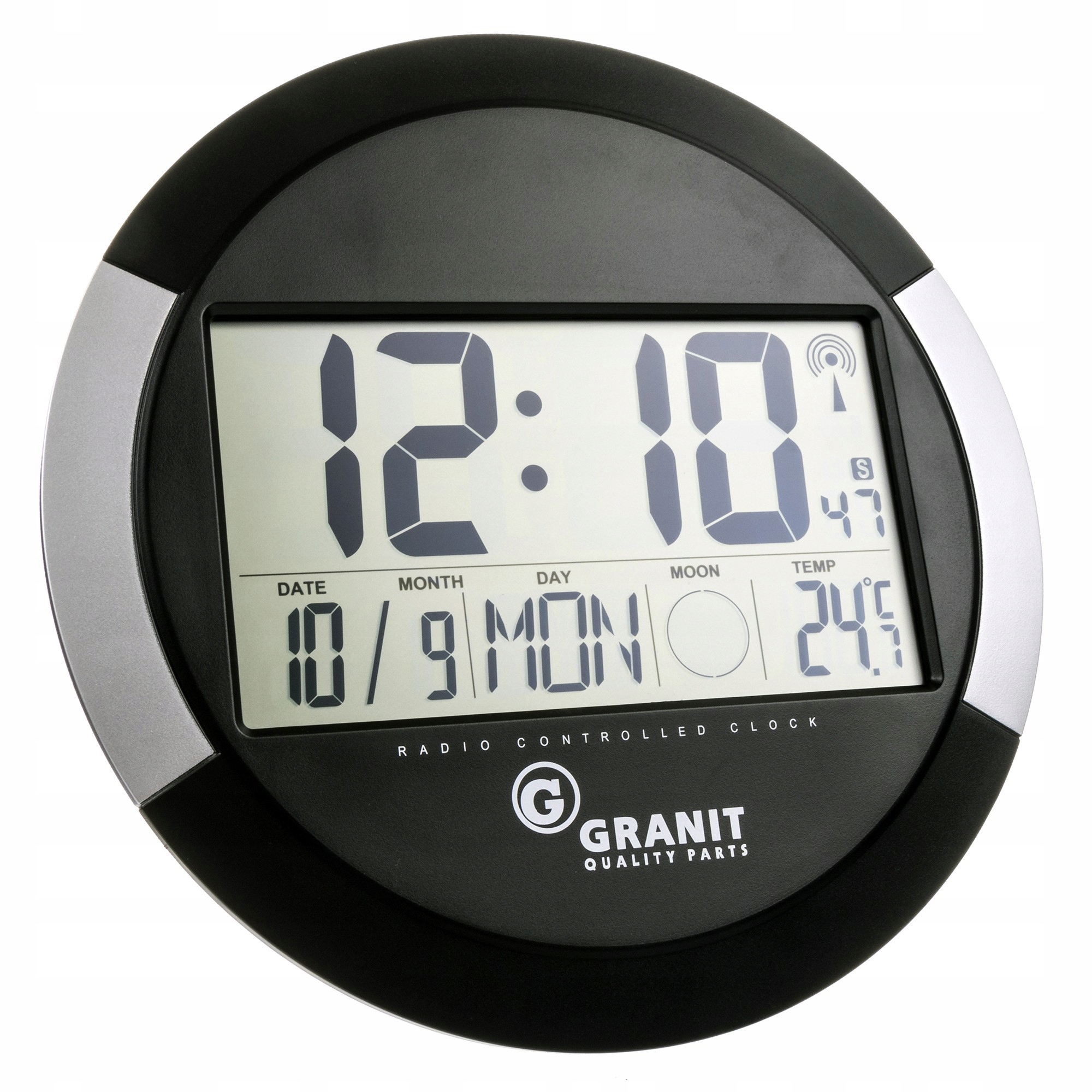 Zegar ścienny duzy LCD wskazania czasu Granit