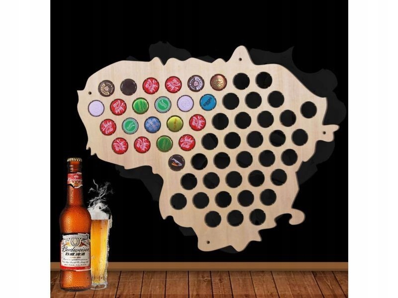 Litva Mapa Pivo Na Kapsle Pivní tabule Pivo 50x40 cm Na Dárek