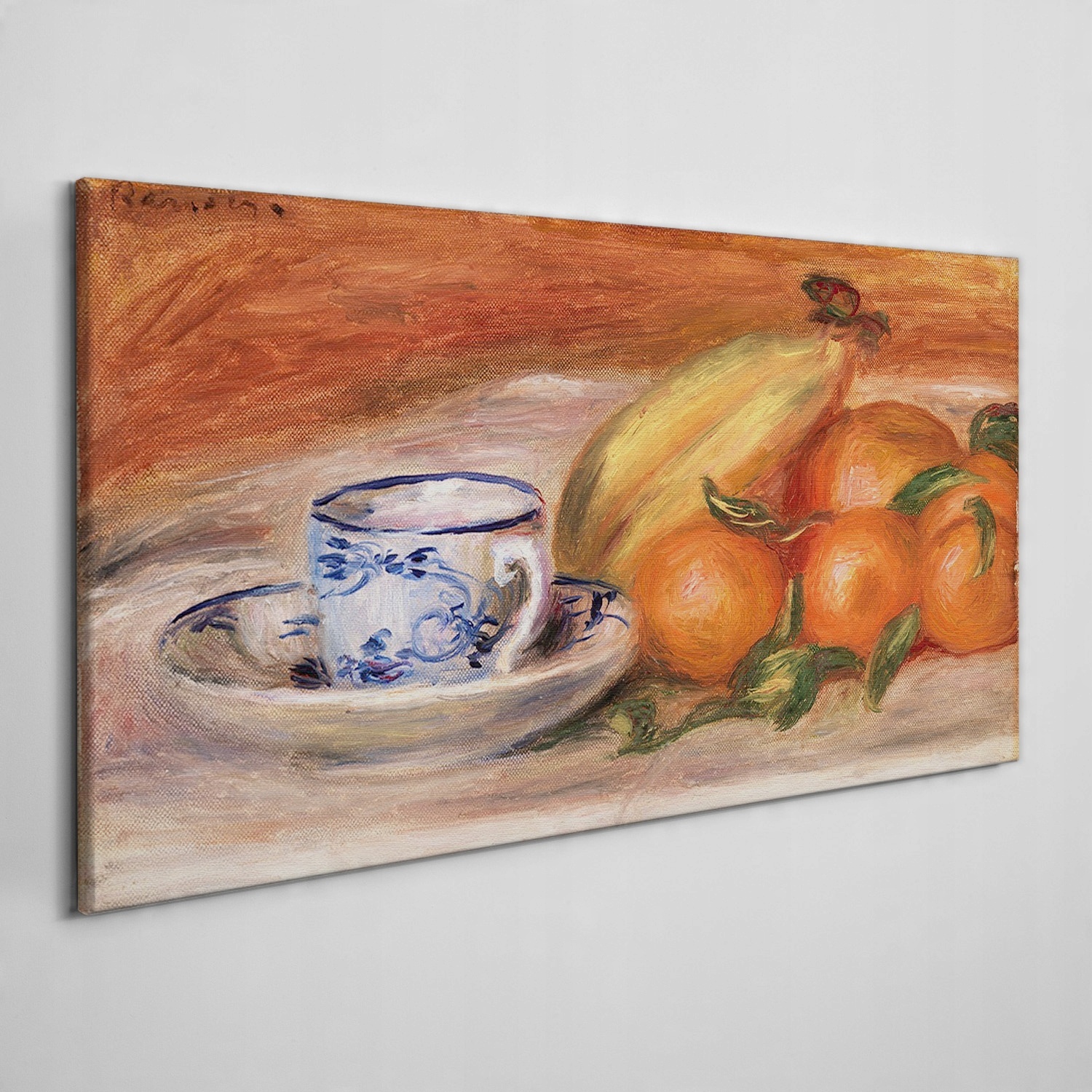 

Obraz płótno Owoce pomarańcze banany kubek 120x60