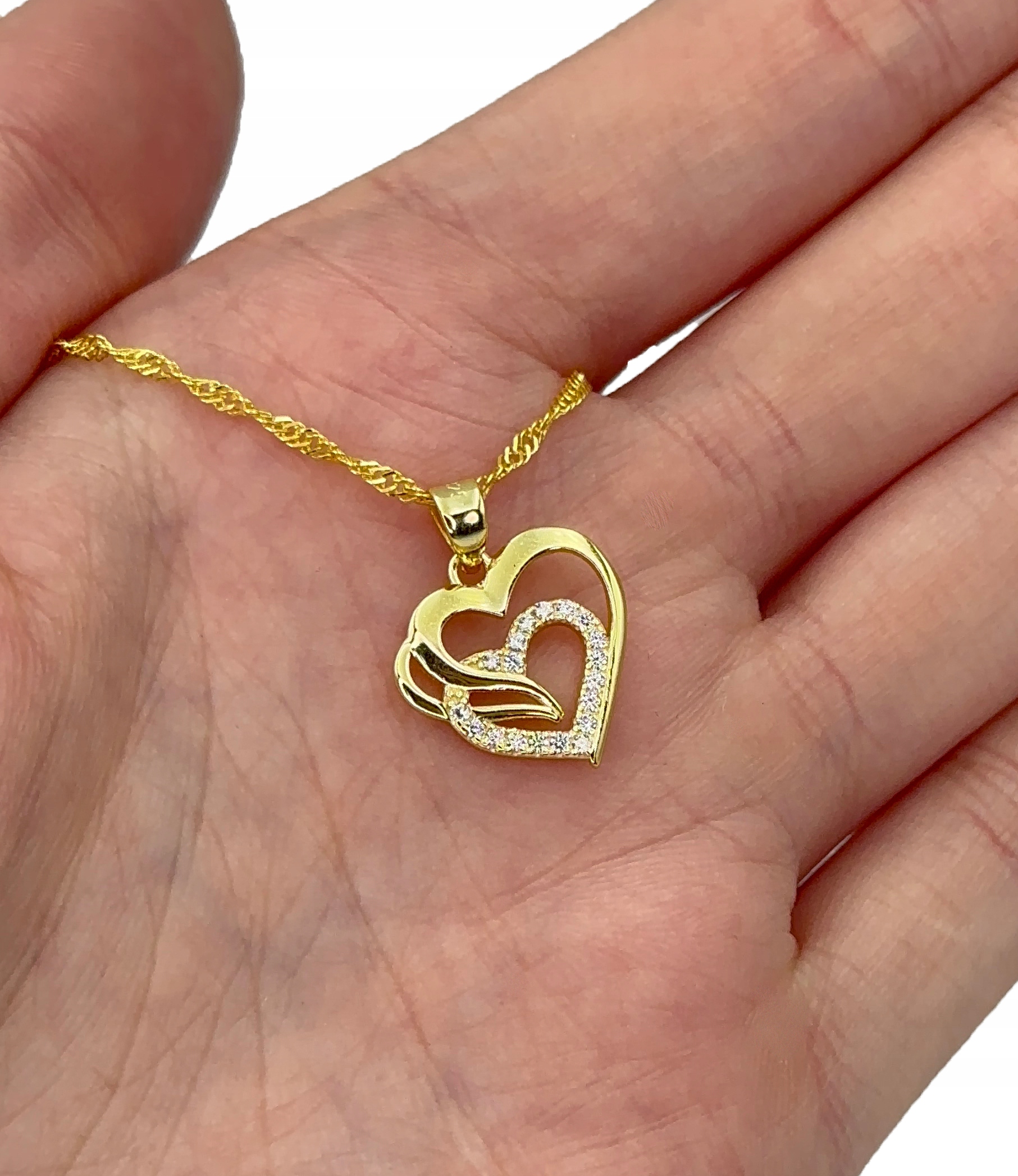 Zlatý Řetízek Se Srdíčkem A Srdcem Náhrdelník Přívěsek Stříbrný 925 Trusky