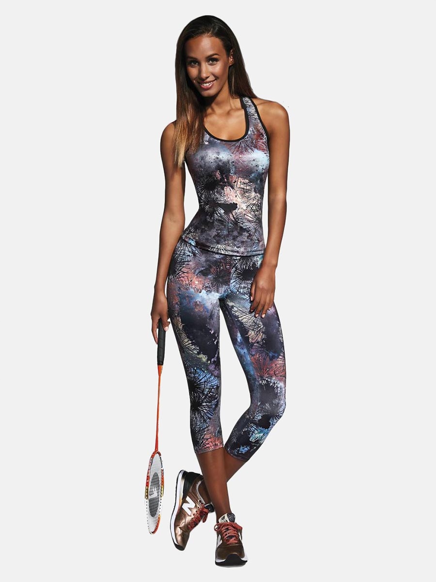 Damskie legginsy sportowe 3/4 multikolorowe Bas Bleu, r. S