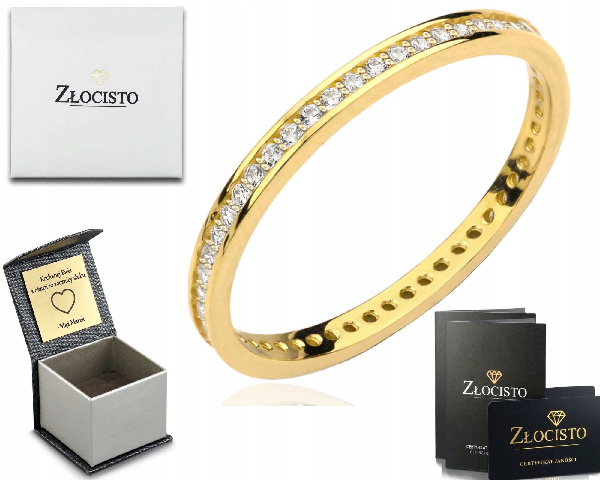 Zlatý Prstýnek Prsten S Plochými Zirkony, Dárek Gravírování 585