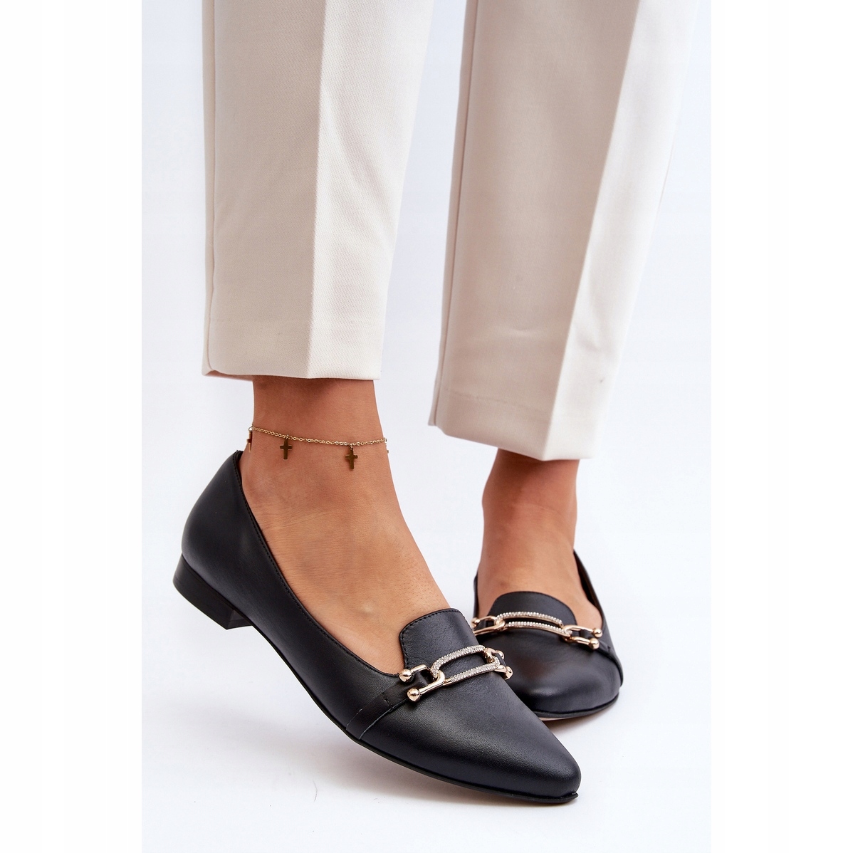 Czarne Skóra naturalna Buty Baleriny Zazoo r.37 Płeć kobieta