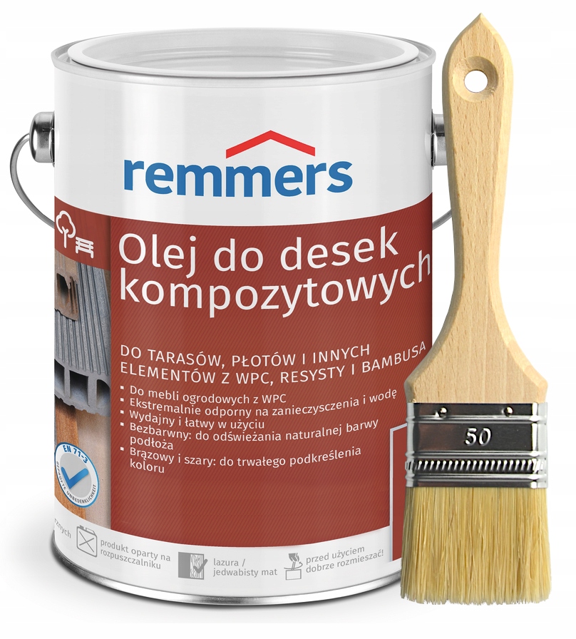Remmers WPC Olej do kompozytów,tarasu Szary 2,5L Zastosowanie na zewnątrz