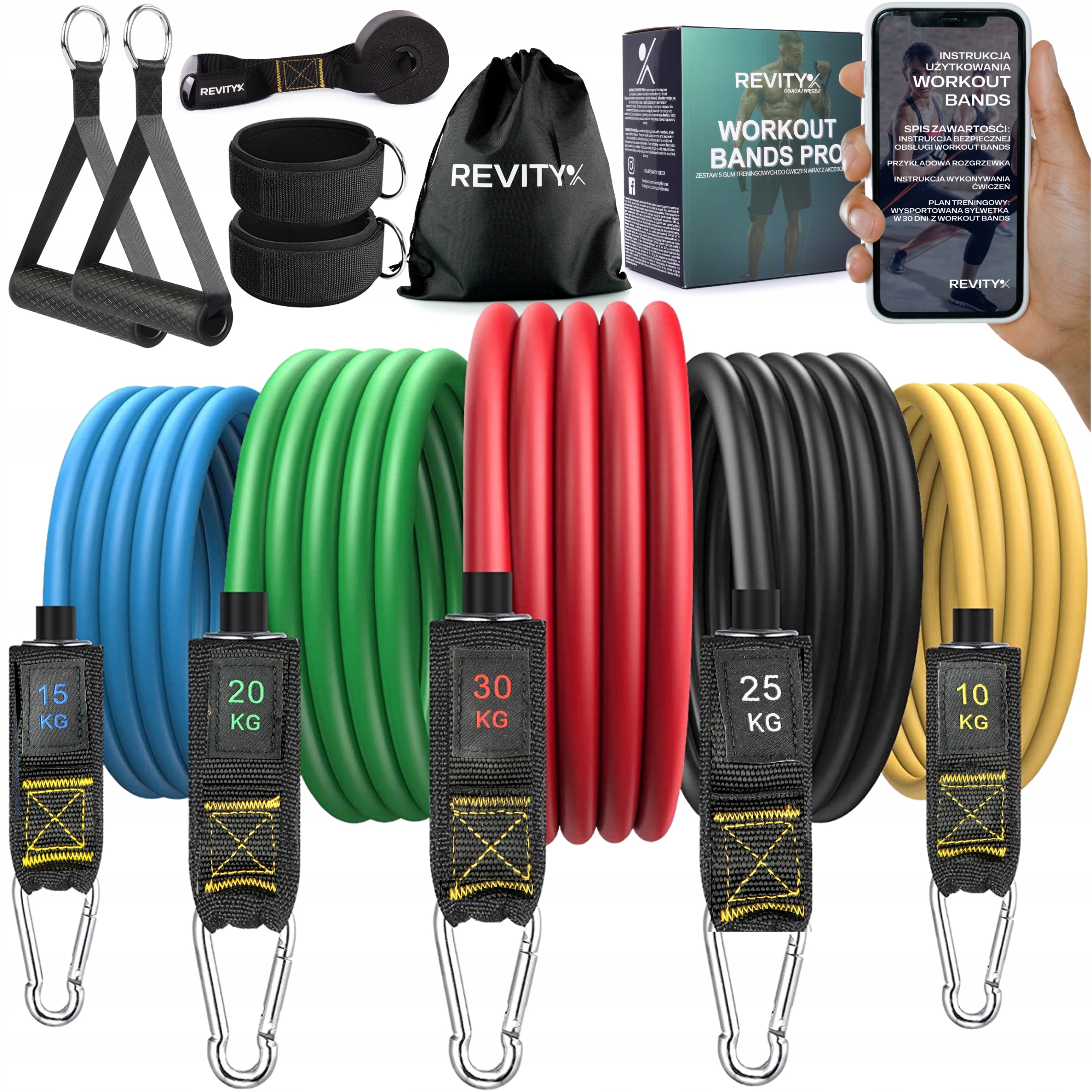 5SZT Gumy Taśmy Oporowe Do Ćwiczeń W Domu Fitness Gum Do Rozciągania Zestaw