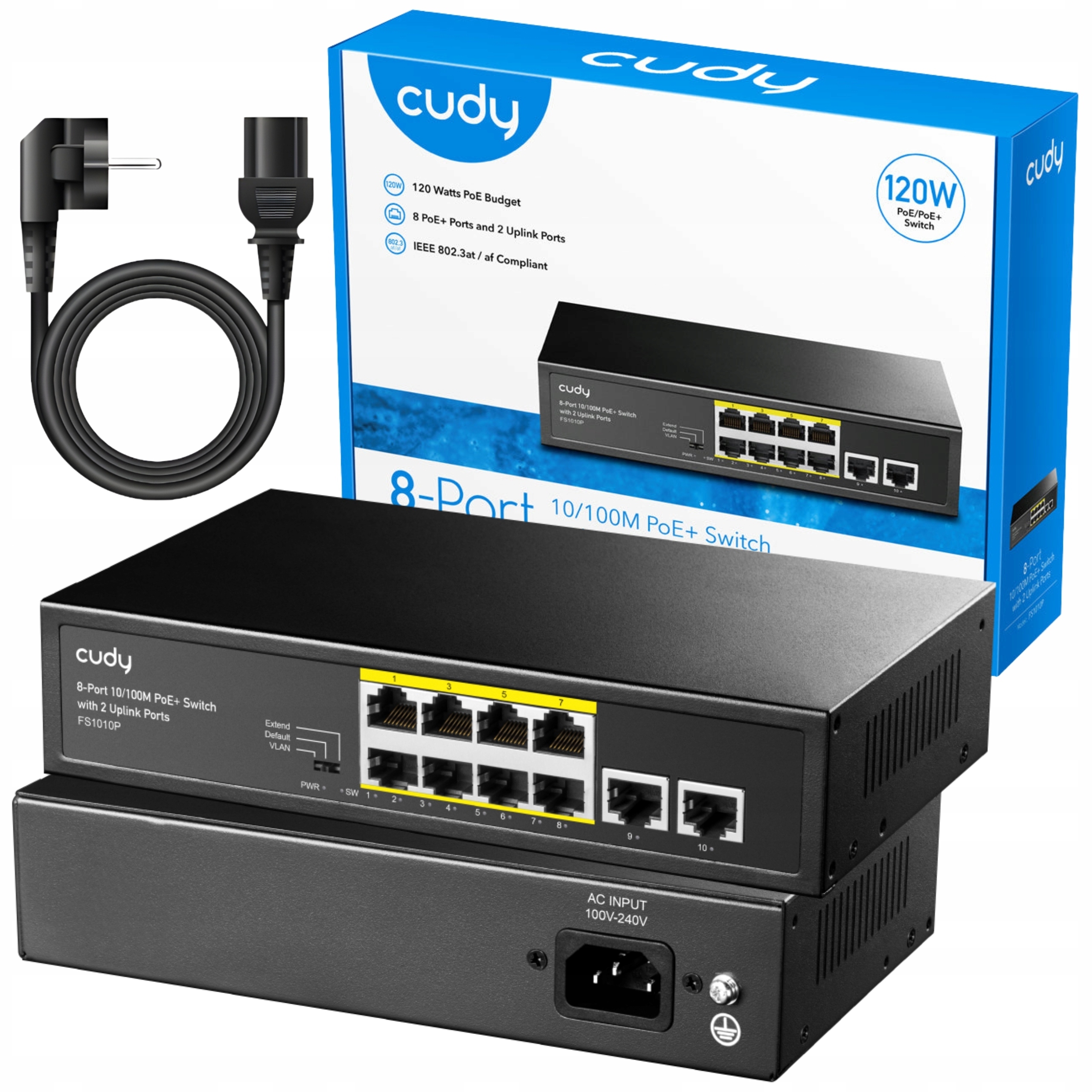 Switch přepínač Cudy FS1010P 10-port 10/100Mbs PoE+ 120W Uplink