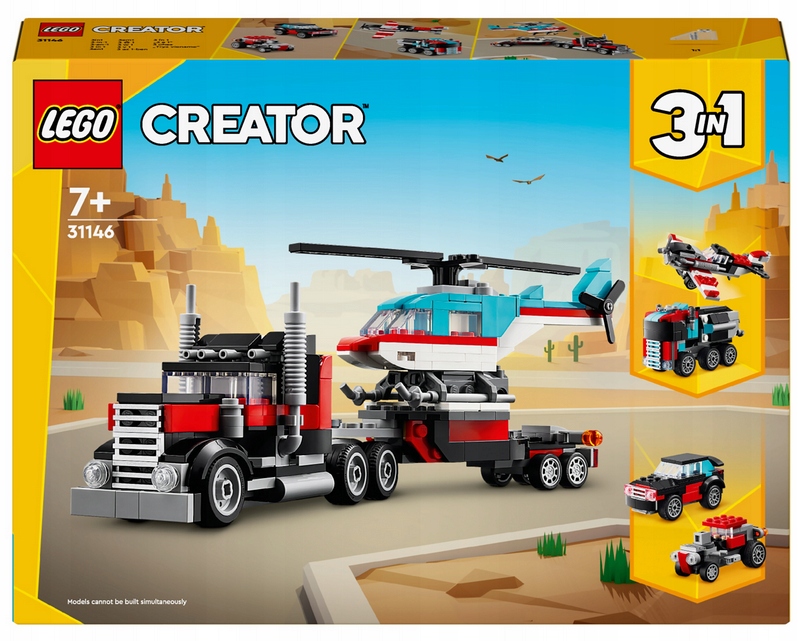 LEGO Creator Ciężarówka z platformą i helikopterem 31146 ZESTAW KLOCKÓW