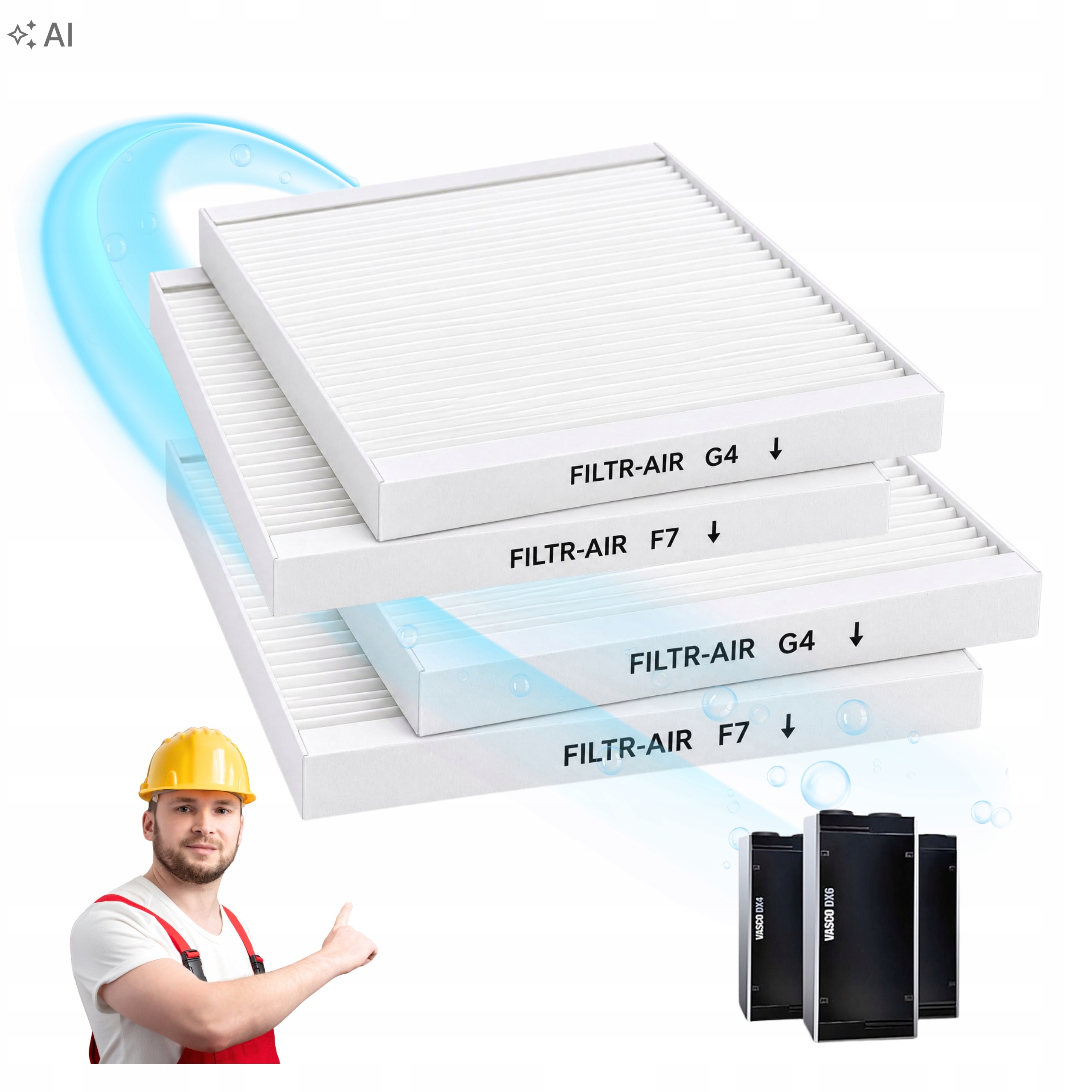 Filtry Vasco DX4 DX5 DX6 G4 F7 pro Vasco Komplet na celý rok Žádná alergie