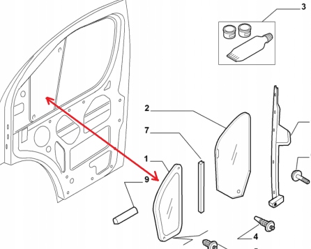 Fiat OE 1363018080 okno boczne