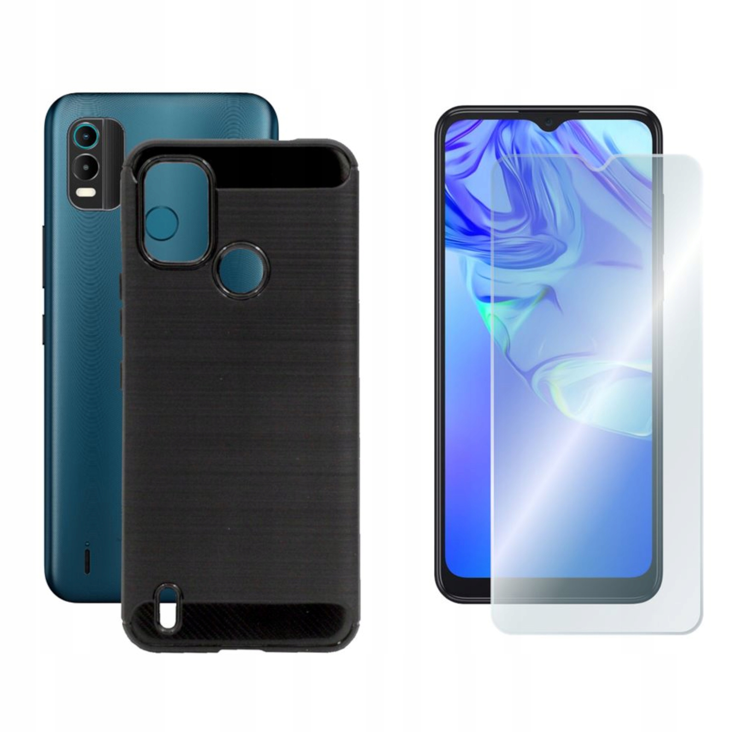 

Etui Bumper Carbon Lux do Nokia C21 Plus cza+SZKŁO