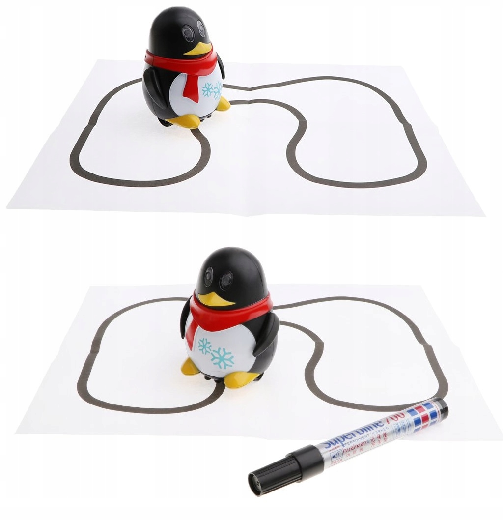 PINGWIN Jeździ Po Linii INDUKCYJNY + MAGICZNY DŁUGOPIS Marka MalPlay