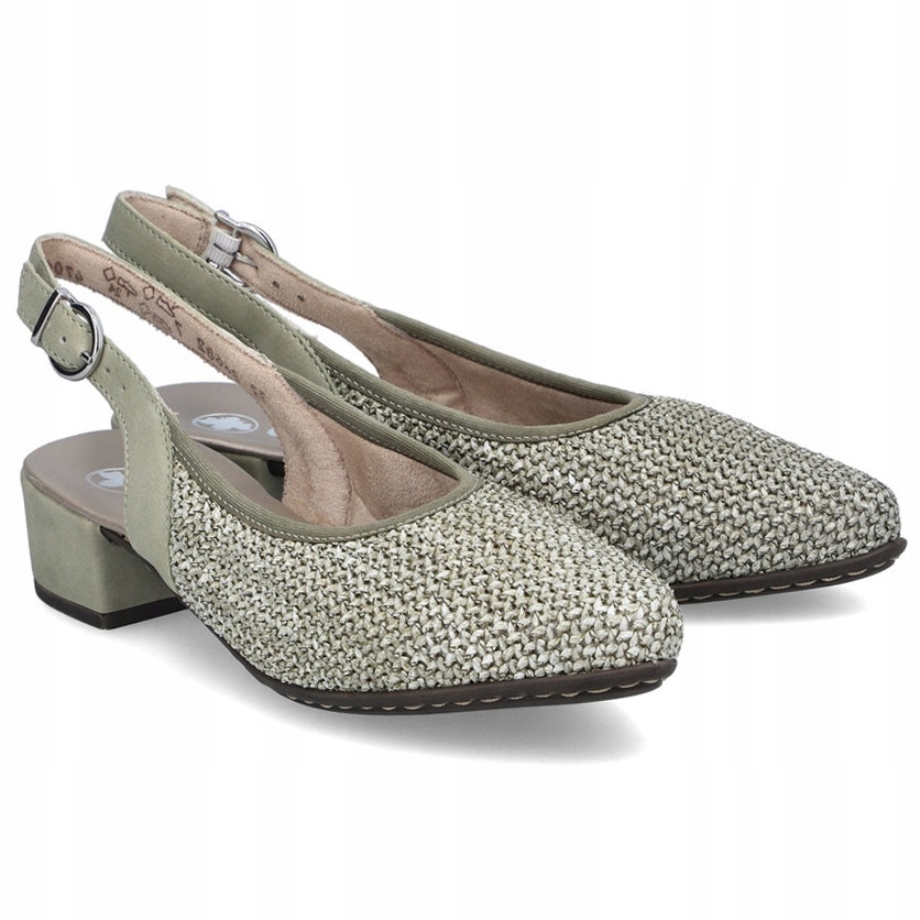Dámské lodičky s odkrytou patou Rieker 47060-52 Green zelené Eko Vel. 37