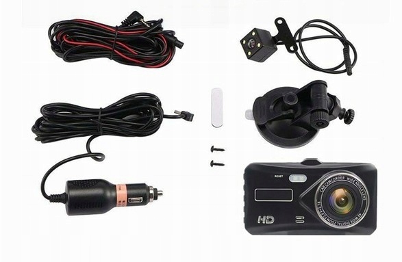 WIDEOREJESTRATOR JAZDY DOTYKOWY PRZÓD TYŁ Menu PL Model videoCAR-D100