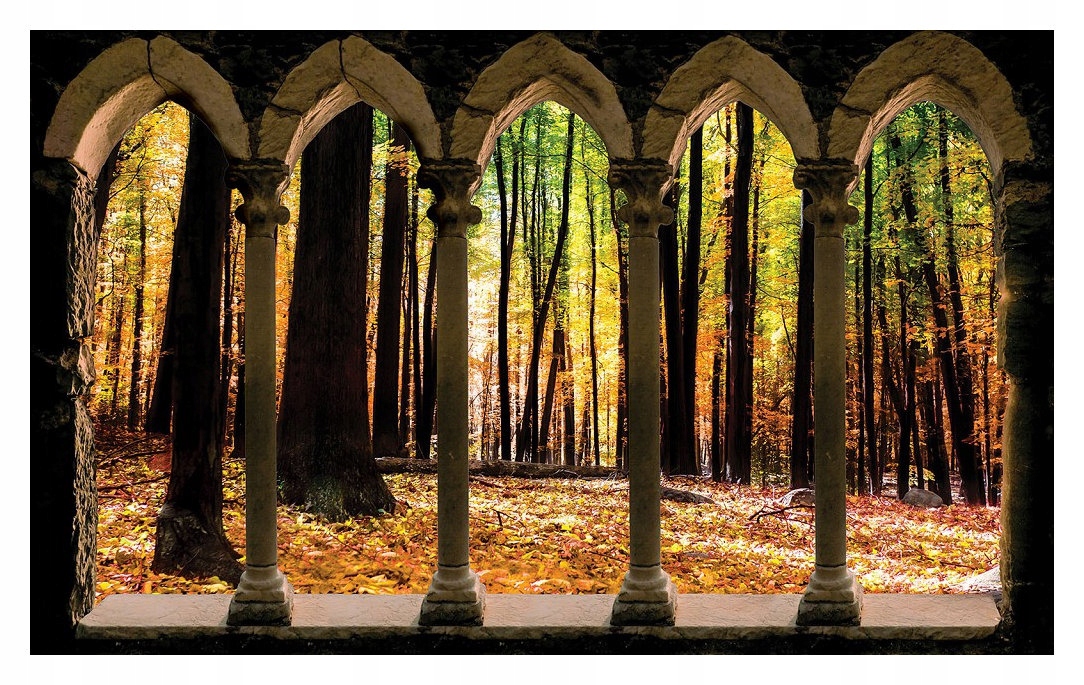 Fototapeta Podzimní brána do lesa Listy perspektiva 254x184 lepidlo