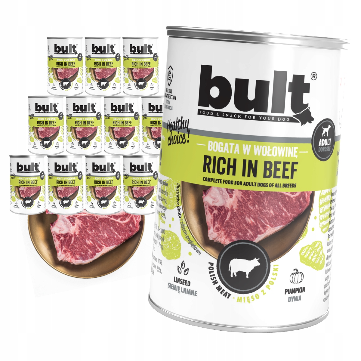 Levně Vlhké Krmivo Pro Psa Bult Plechovka Bohatá Na Hovězí Maso 12x400 g