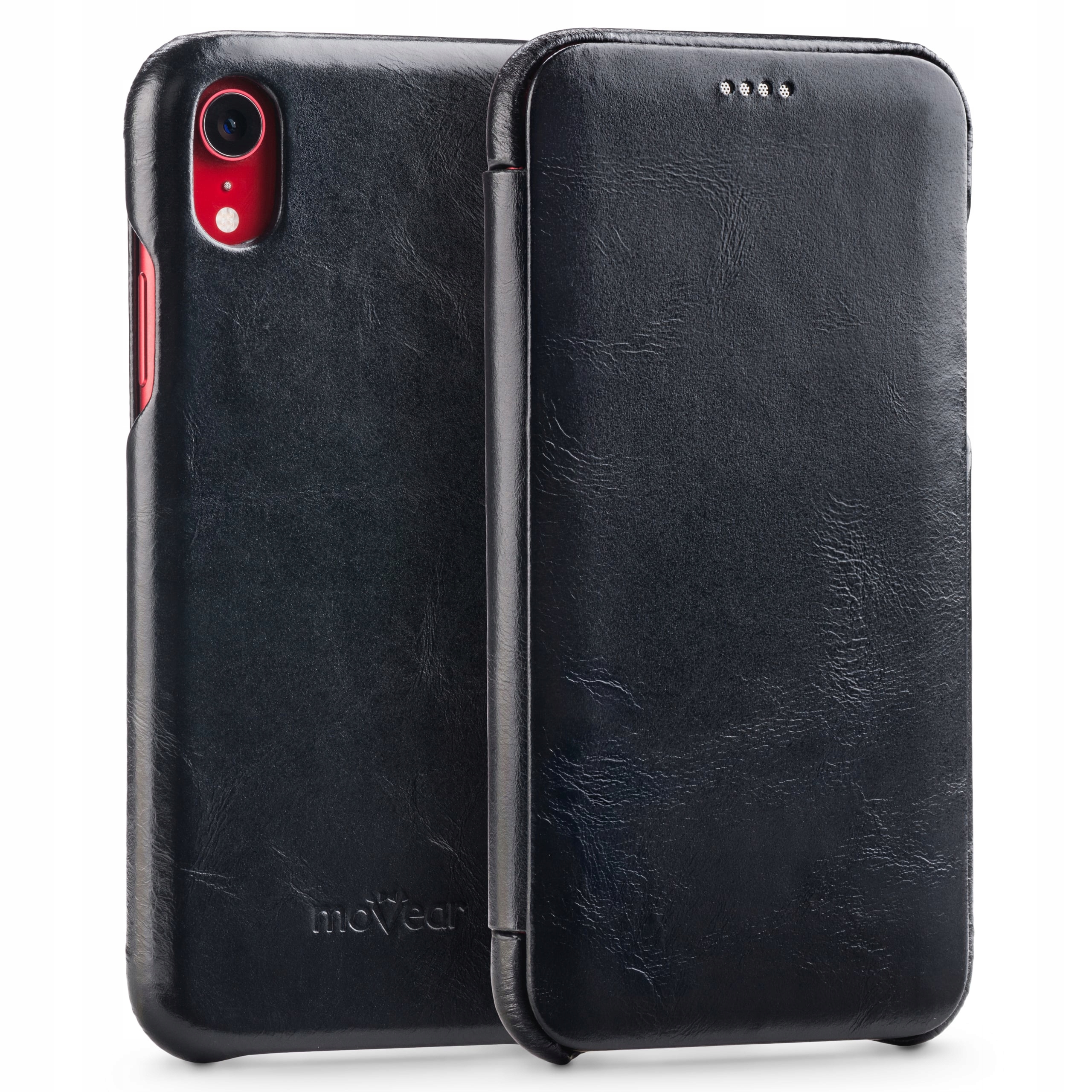 Etui na iPhone Xr Skórzane premium slim book case czarne Movear