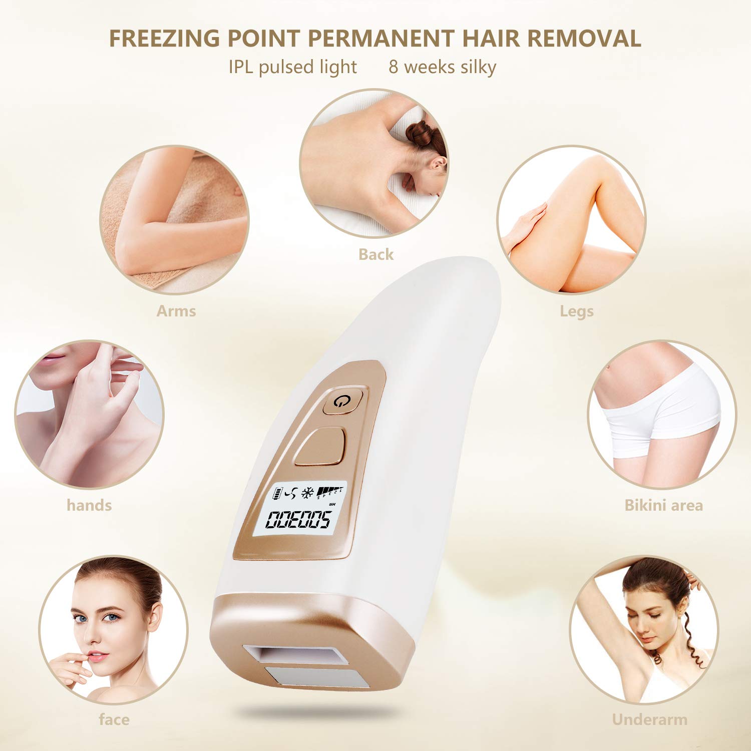 Depilator laserowy Ice Cool IPL Duży Zestaw Zasilanie sieciowe