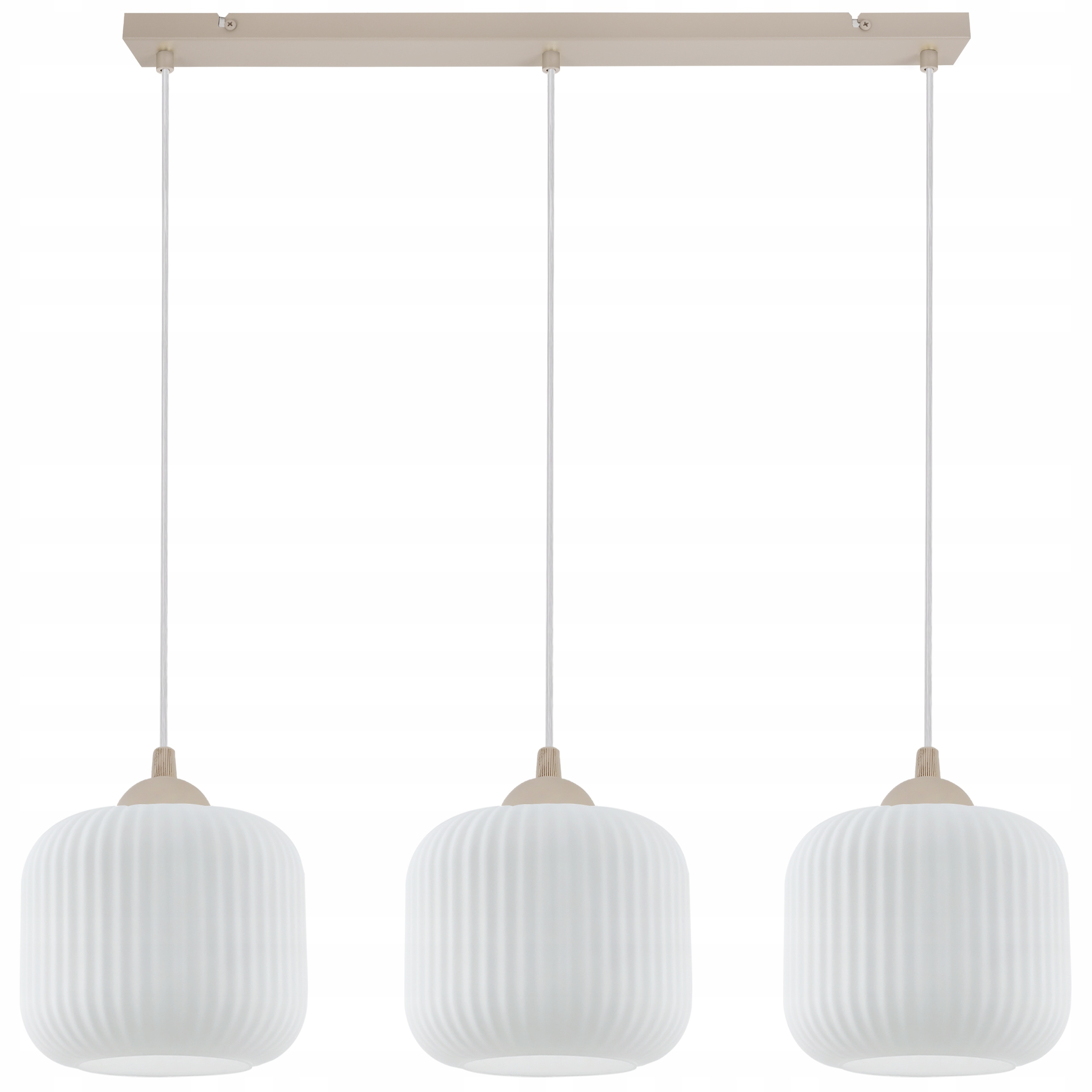 Závěsná Stropní Lampa Lustr Bílý Skleněný Béžový Do Kuchyně Obývacího Pokoje 3XE27