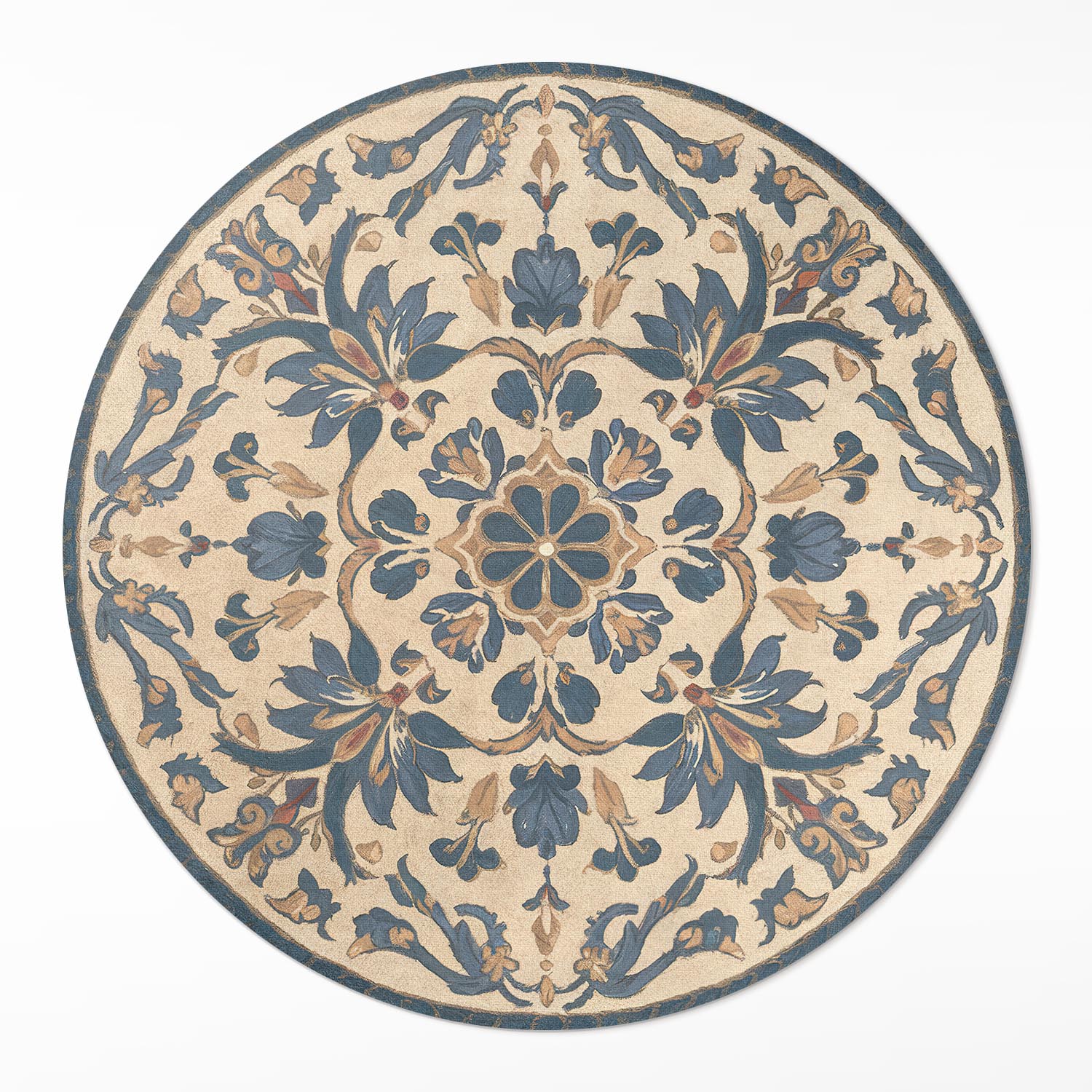 Okrúhly Pvc koberec do kancelárie Ornament v štýle rokoka mandala vintage ⌀ 120 cm