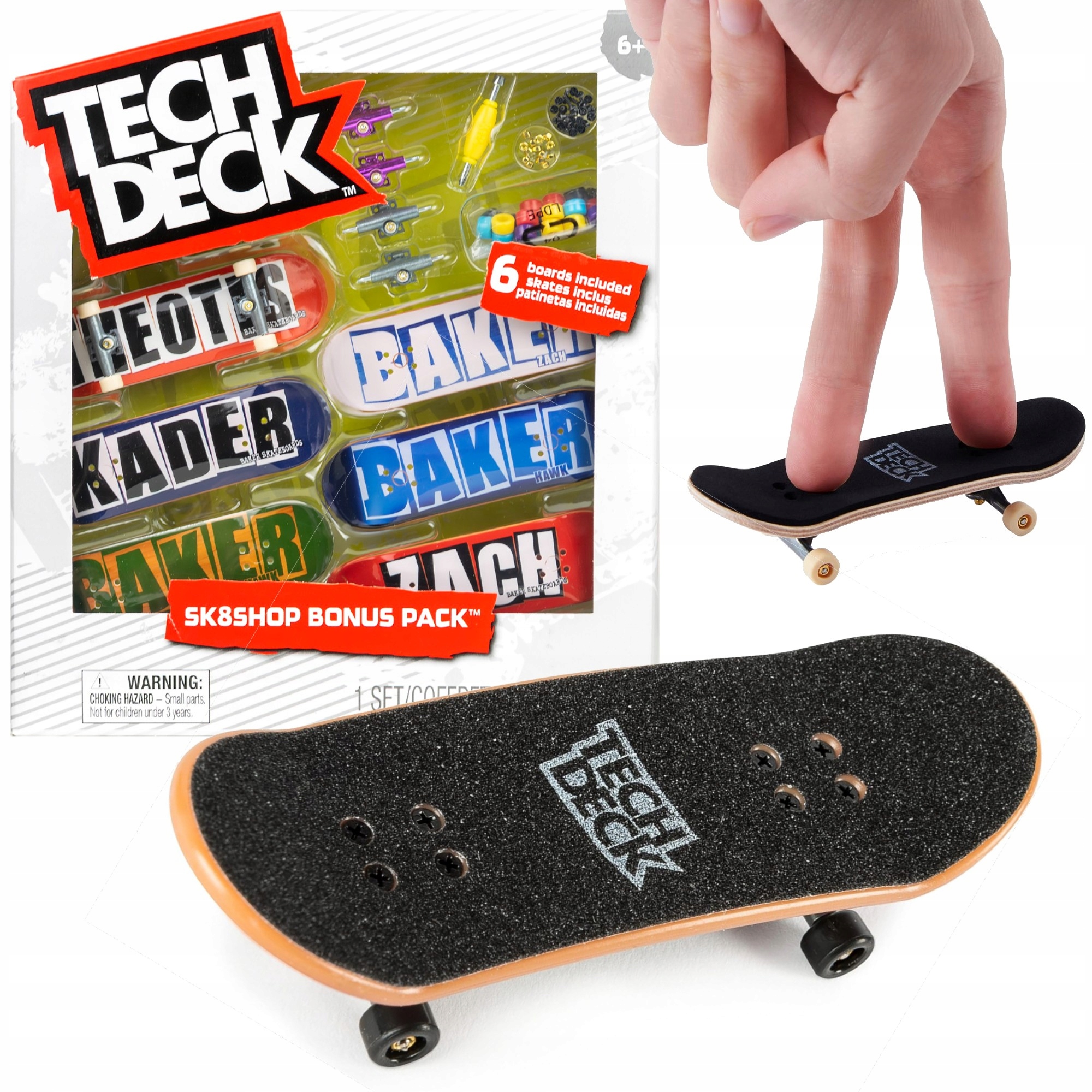 ZESTAW 6 DESKOROLEK BAKER BONUS PACK SK8SHOP + AKCESORIA TECH DECK