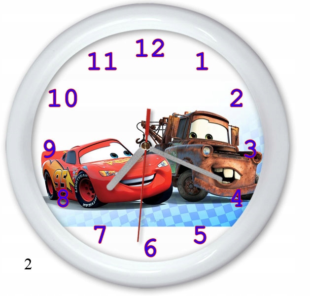 ZEGAR ŚCIENNY PL AUTA AUTKA CARS CAR dla dzieci PL Kształt okrągły