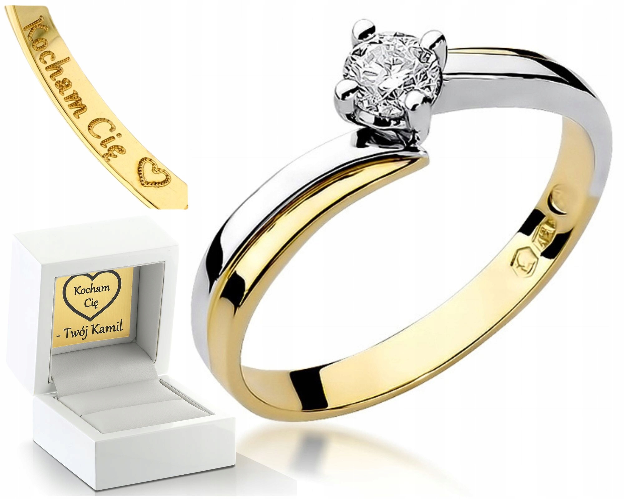 Zlatý Prstýnek S Briliantem 0,30 Ct 585 Gravírování Pro Ni Jako Dárek