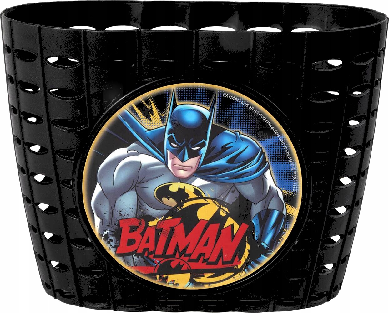 Koszyk rowerowy dziecięcy Batman czarny 20cm przód