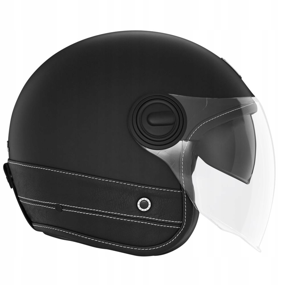 Motocyklová Prilba Nox Premium Otvorená Jet Heritage Leather Retro Čierna Matná