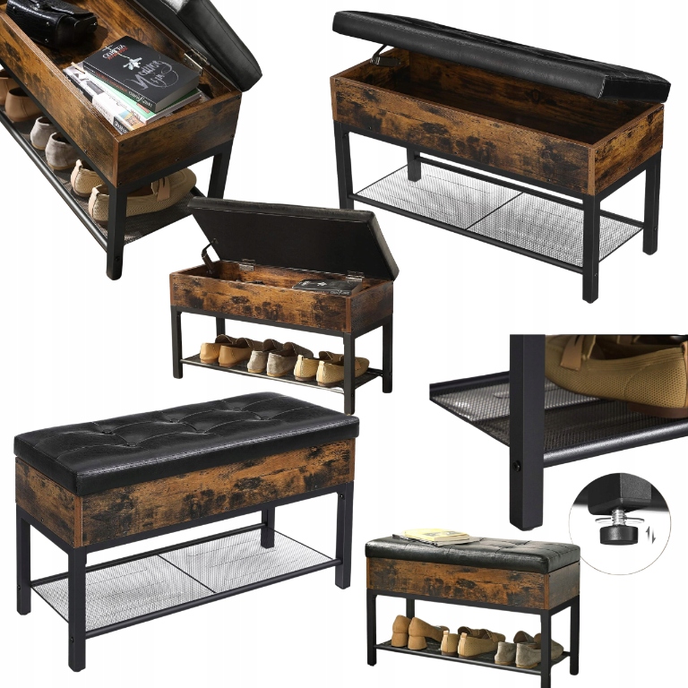 Úložný priestor na topánky, drobnosti, skrinka na topánky s čalúneným sedadlom Loft