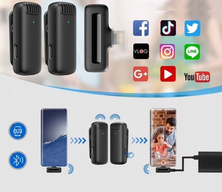 2X MIKROFON KRAWATOWY BEZPRZEWODOWY USB-C + ETUI Kod producenta 2XUSB-C