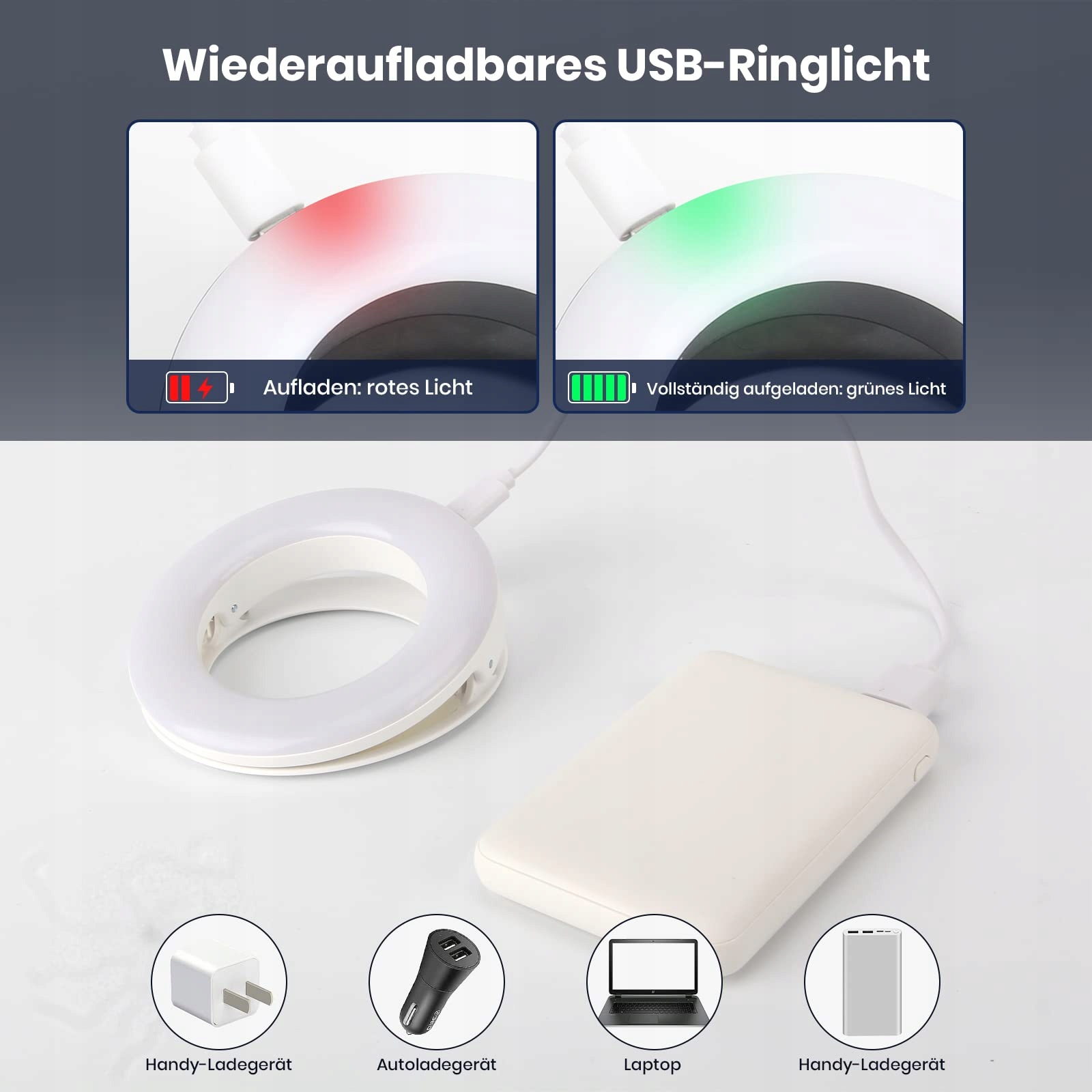 HANDY Nalezuns 40 LED Lampa Selfie Do Telefonów Laptopów i Makijażu — miniatura 4