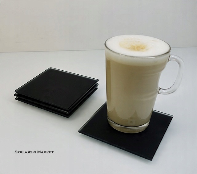 

Podkładka szklana pod kubek mat czarna- 10x10 cm