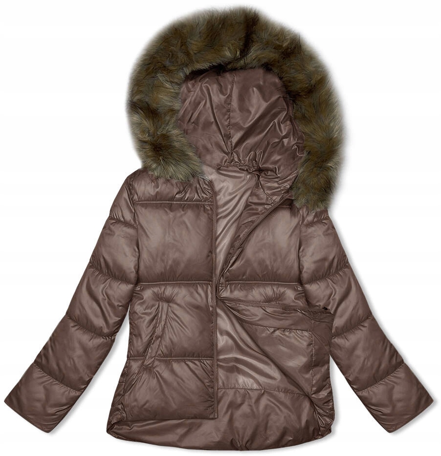 Zimní Bunda Kapuce B8190 Hnědá M (38)