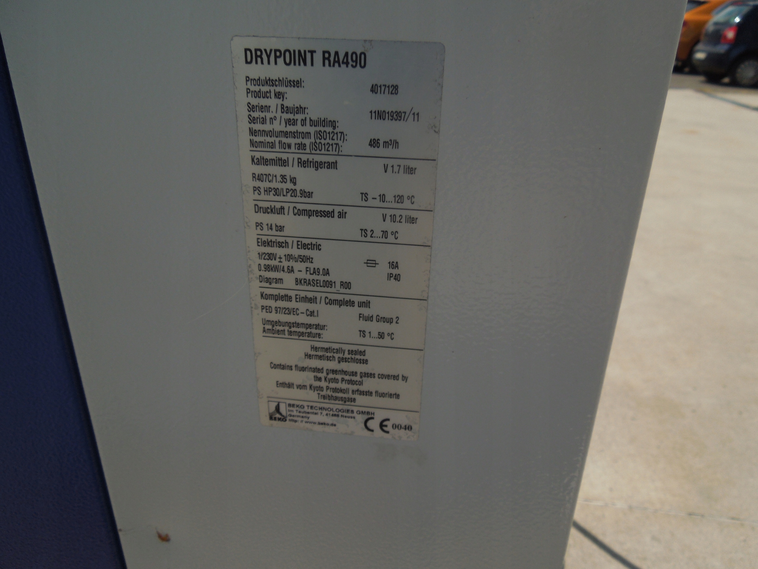 OSUSZACZ ZIĘBNICZY DRYPOINT 8,10m3/min Kod producenta KA-4L