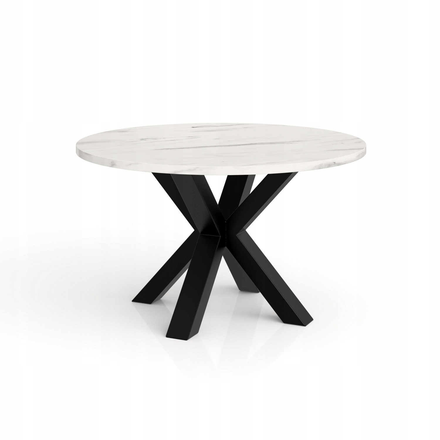 Kulatý konferenční stolek Noe 60 fi 58 cm, mramorová deska bianco/černé nohy
